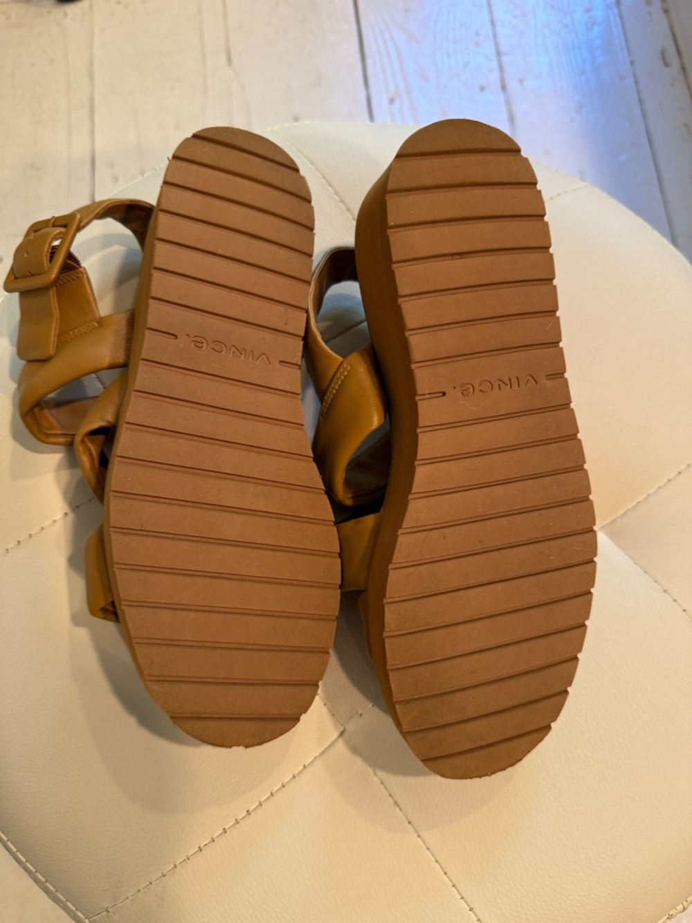 Vince Tan Leather Platform Sandals - Picture 7 of 15